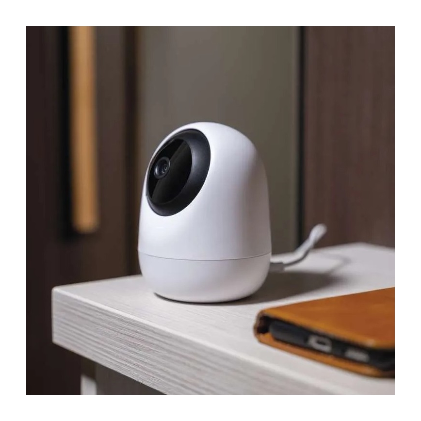 Cámara interior inteligente giratoria con sensor de movimiento GoSmart 5V Wi-Fi Tuya blanca