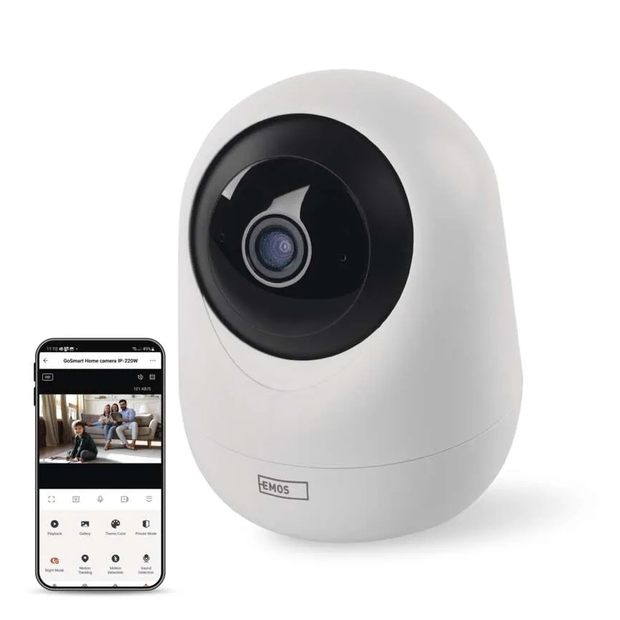 Cámara interior inteligente giratoria con sensor de movimiento GoSmart 5V Wi-Fi Tuya blanca