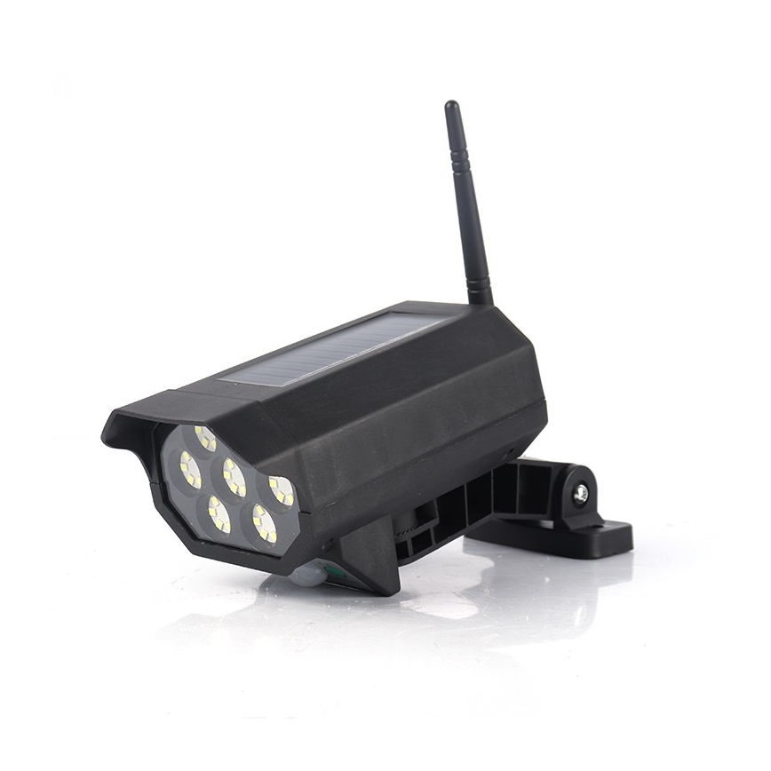 Cámara simulada LED de seguridad con sensor y panel solar LED/5W/5,5V 800 mAh IP65 + control remoto