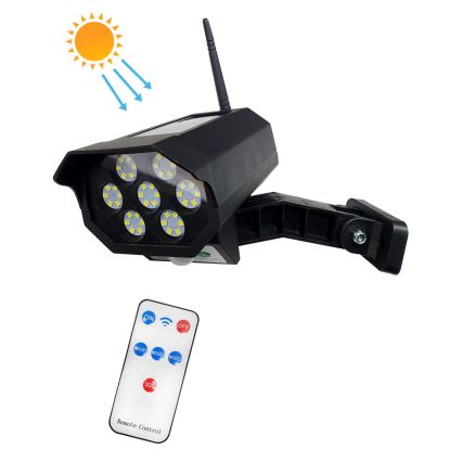 Cámara de seguridad solar LED decorativa con sensor LED/3,7V 1200 mAh IP44 negra + mando a distancia