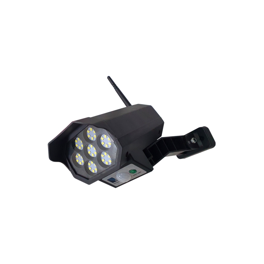 Cámara de seguridad solar LED decorativa con sensor LED/3,7V 1200 mAh IP44 negra + mando a distancia