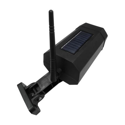 Cámara de seguridad solar LED decorativa con sensor LED/3,7V 1200 mAh IP44 negra + mando a distancia
