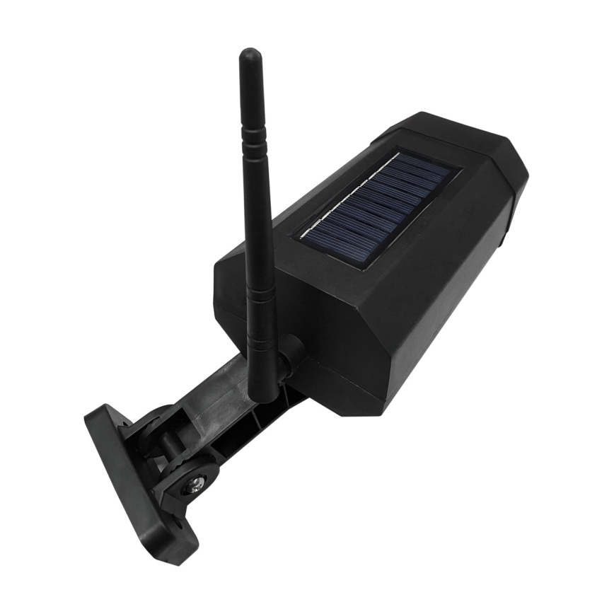 Cámara de seguridad solar LED decorativa con sensor LED/3,7V 1200 mAh IP44 negra + mando a distancia