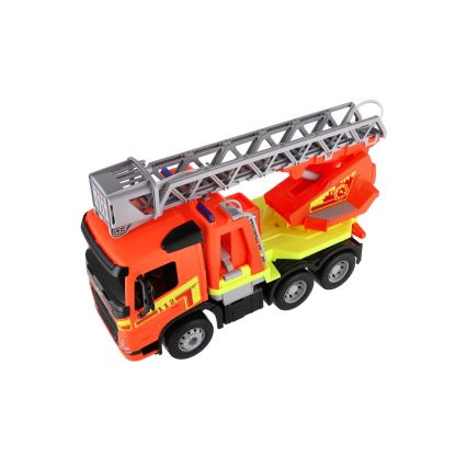 Camión de bomberos Volvo con escalera de 48 cm, color naranja