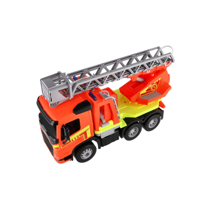 Camión de bomberos Volvo con escalera de 48 cm, color naranja