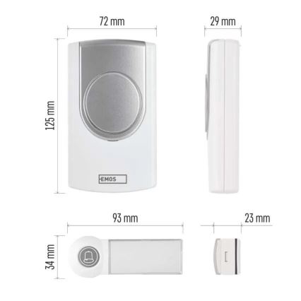 Campana inalámbrica 3xAA/1xCR2032 IP44 blanco/plata