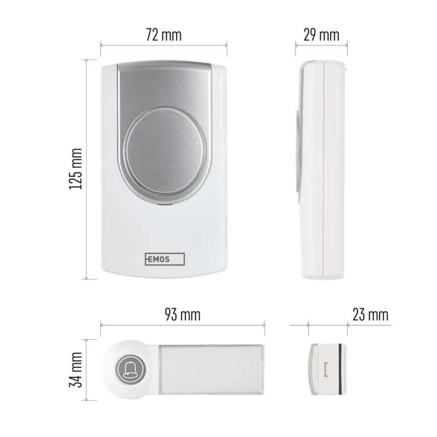 Campana inalámbrica 3xAA/1xCR2032 IP44 blanco/plata