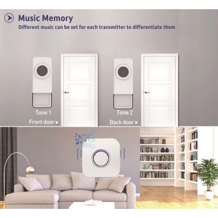 Campana inalámbrica 3xAAA/1xA23 IP55 blanco