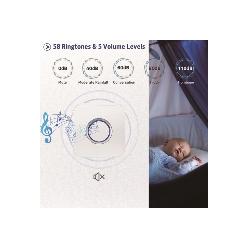 Campana inalámbrica 3xAAA/1xA23 IP55 blanco