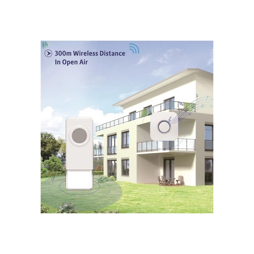 Campana inalámbrica 3xAAA/1xA23 IP55 blanco