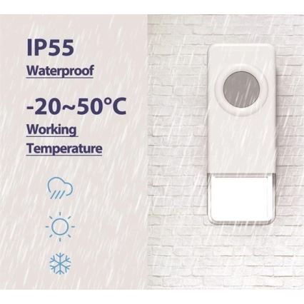 Campana inalámbrica 3xAAA/1xA23 IP55 blanco