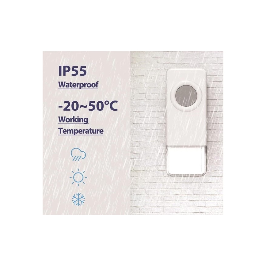 Campana inalámbrica 3xAAA/1xA23 IP55 blanco