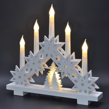 Candelabro LED de Navidad 5xLED/2xAA blanco cálido