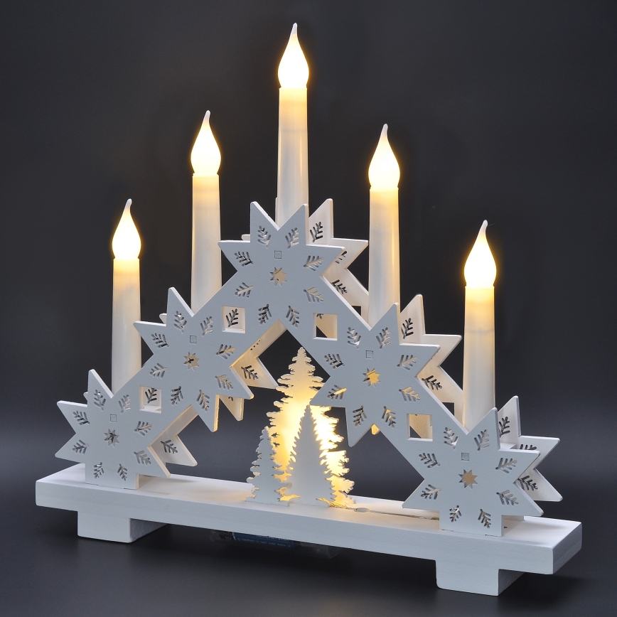 Candelabro LED de Navidad 5xLED/2xAA blanco cálido