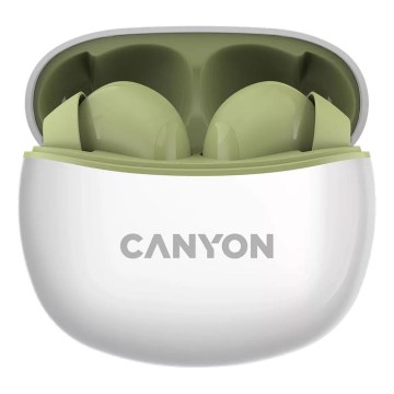 Canyon - Auriculares estéreo inalámbricos True Wireless 500 mAh + 2x 40 mAh blanco/verde