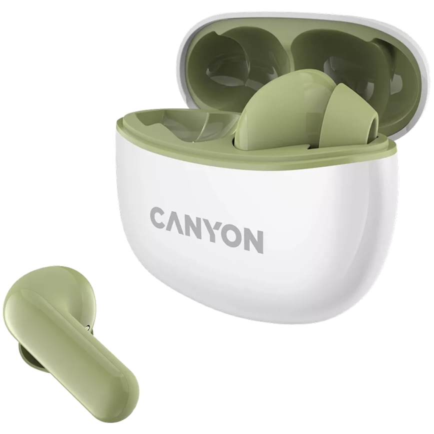 Canyon - Auriculares estéreo inalámbricos True Wireless 500 mAh + 2x 40 mAh blanco/verde