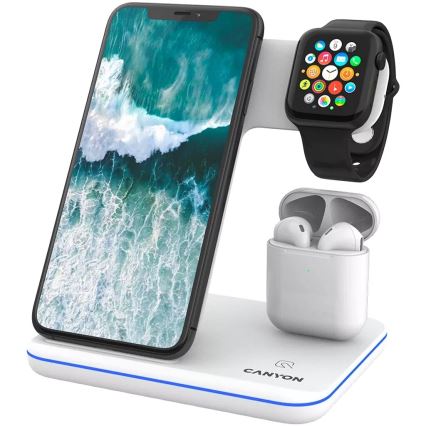 Canyon - Cargador inlámbrico 3en1 blanco