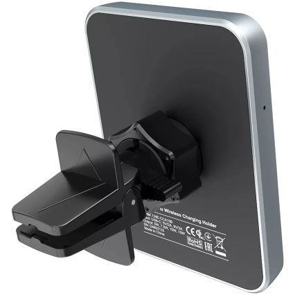 Canyon - Soporte magnético para teléfono móvil para coche con función de carga inalámbrica Qi 5V, diseño cuadrado, color negro