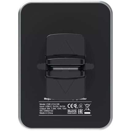Canyon - Soporte magnético para teléfono móvil para coche con función de carga inalámbrica Qi 5V, diseño cuadrado, color negro