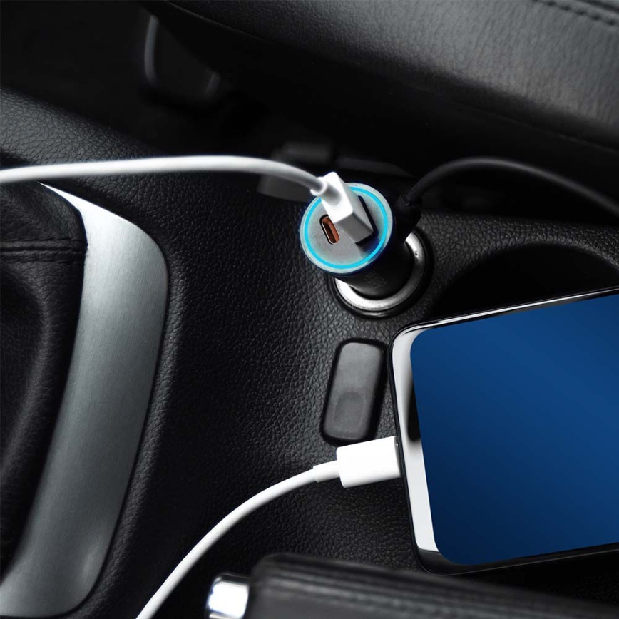 Cargador de coche Power Delivery 20W 12-24V/3A USB/C negro
