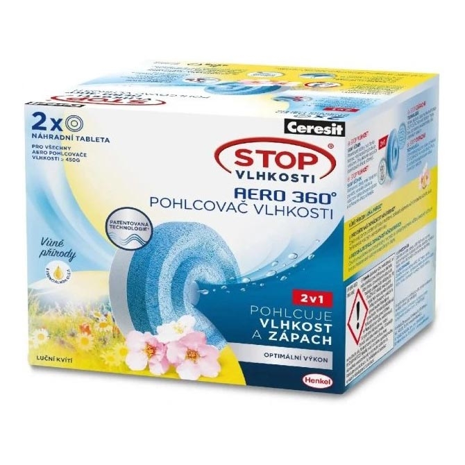 Ceresit - Tabletas para deshumidificador 2 en 1 AERO 360° 2x 450 g flores del prado
