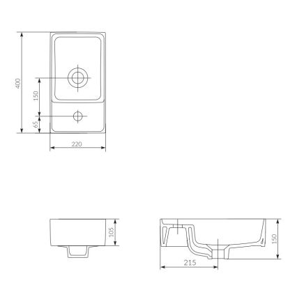 Cersanit K114-004 - Lavabo sobre encimera CREA 22x40 cm cerámica/blanco brillante