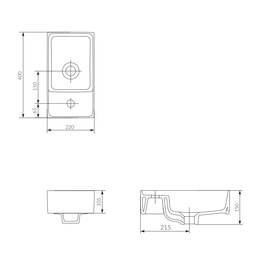 Cersanit K114-004 - Lavabo sobre encimera CREA 22x40 cm cerámica/blanco brillante