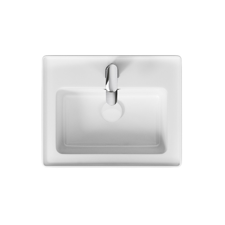 Cersanit K114-005 - Lavabo CREA 40 x 50,5 cm para encimera/montaje mural, cerámica, blanco brillante