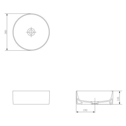Cersanit K114-020 - Lavabo sobre encimera CREA diámetro 38 cm cerámica/blanco brillante
