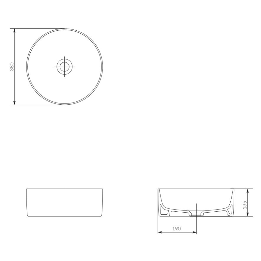 Cersanit K114-020 - Lavabo sobre encimera CREA diámetro 38 cm cerámica/blanco brillante