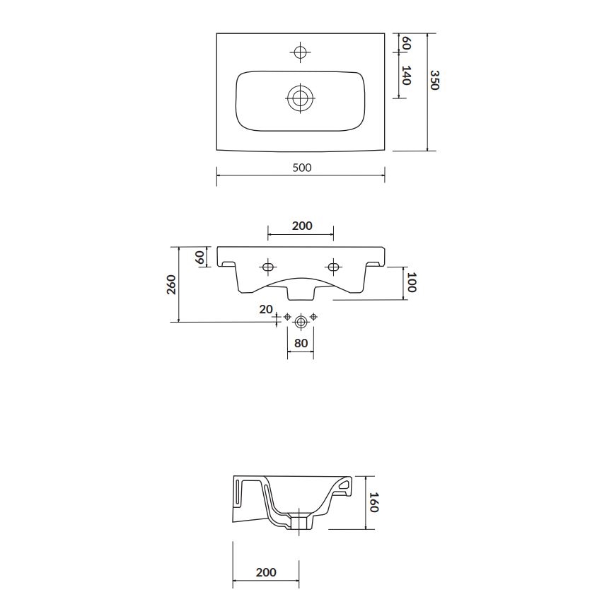 Cersanit K116-008 - Lavabo empotrado MODUO SLIM 35x50 cm cerámica/blanco brillante