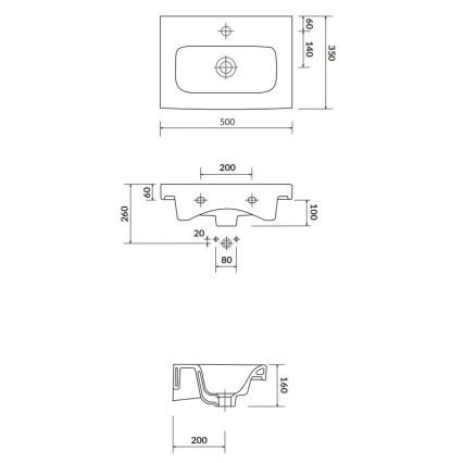 Cersanit K116-008 - Lavabo para encimera/mural MODUO SLIM 35x50 cm cerámica/blanco brillante