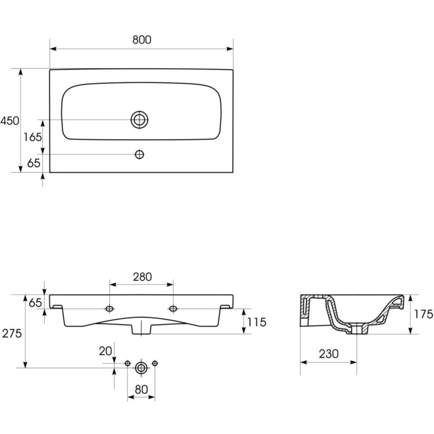 Cersanit K116-013-ECO - Lavabo sobre encimera/colgante MODUO 45x80 cm cerámica/blanco brillante