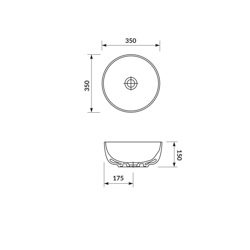 Cersanit K116-047-ECO - Lavabo sobre encimera MODUO Ø 35 cm cerámica/blanco brillante