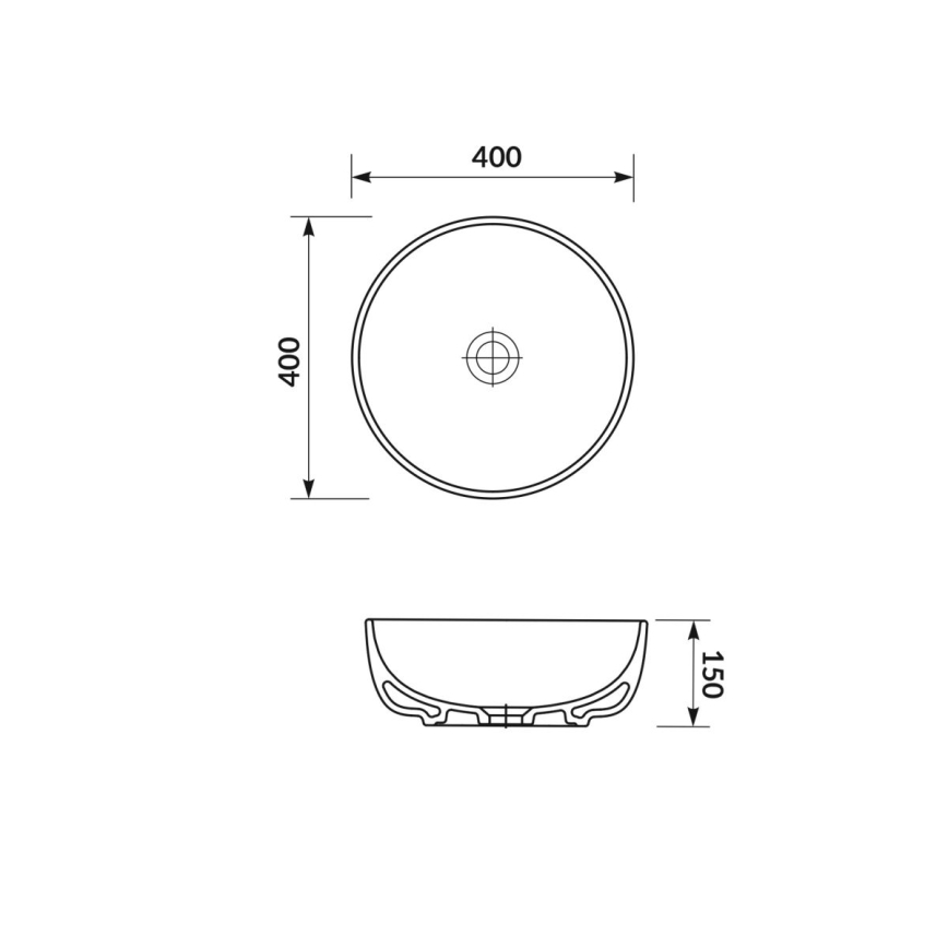 Cersanit K116-048-ECO - Lavabo de encimera MODUO, diámetro 40 cm, cerámica, blanco brillante