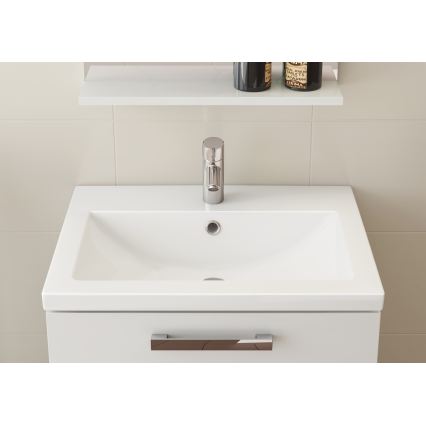 Cersanit K32-004-BOX - Lavabo COMO para encimera/suspendido 45x80 cm, cerámica, blanco brillante