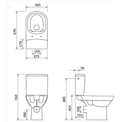 Cersanit K35-037 - Inodoro de pie con asiento CITY cerámica/blanco