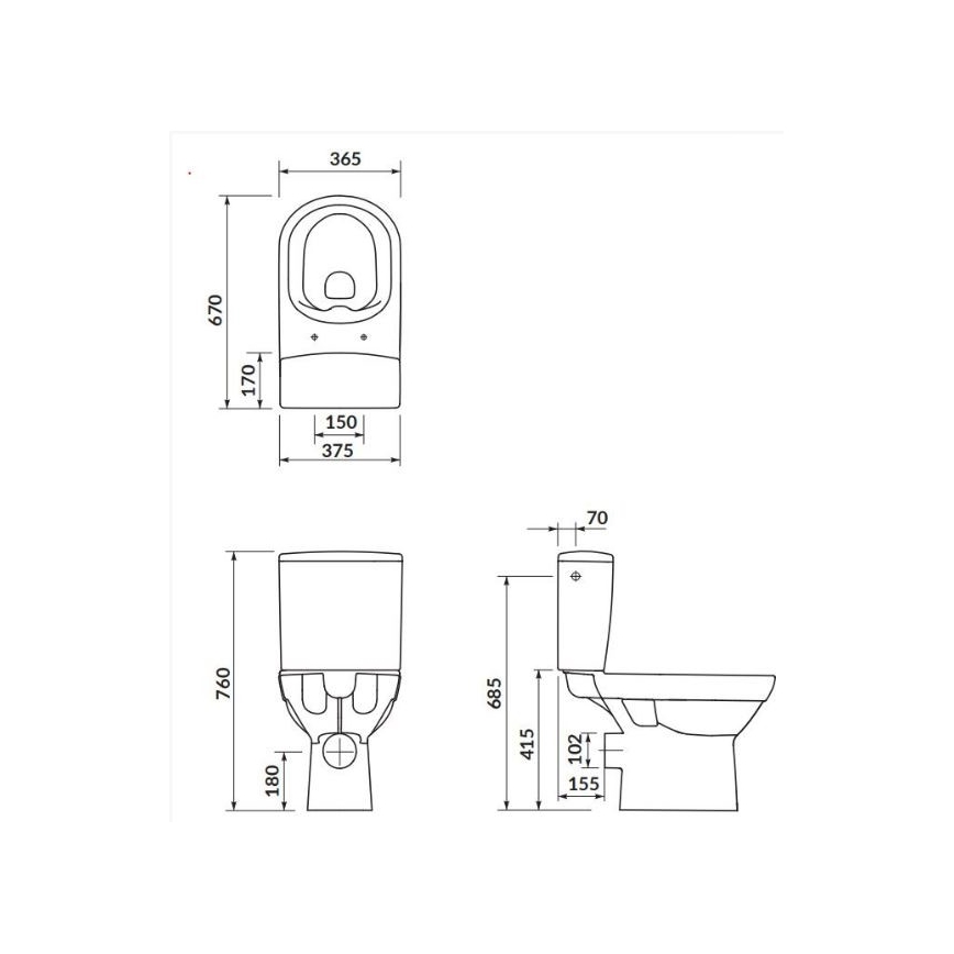 Cersanit K35-037 - Inodoro de pie con asiento CITY cerámica/blanco