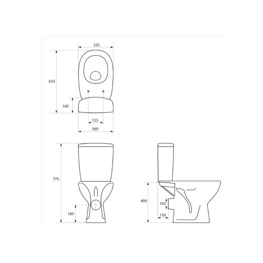 Cersanit K667-052 - Inodoro de pie con asiento de inodoro ARTECO cerámica/blanco