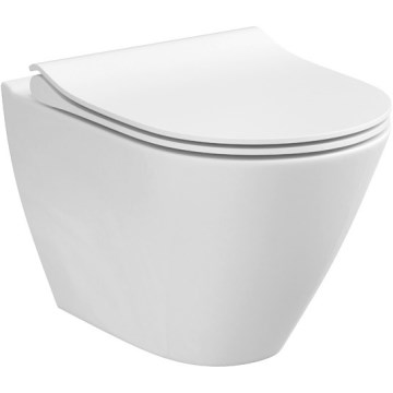 Cersanit K701-104 - Inodoro suspendido con asiento de inodoro CITY OVAL cerámica/blanco