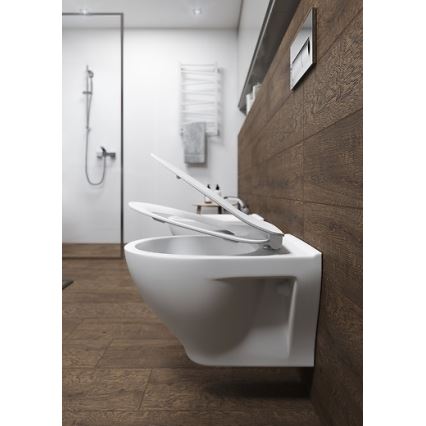 Cersanit K701-147 - Inodoro suspendido con asiento de inodoro SAVIO cerámica/blanco