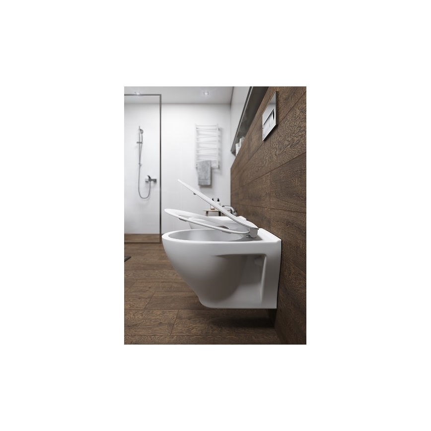 Cersanit K701-147 - Inodoro suspendido con asiento de inodoro SAVIO cerámica/blanco