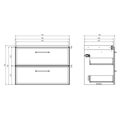 Cersanit S1017-004 - Mueble de baño suspendido para lavabo MILLE 80x45 cm, color menta