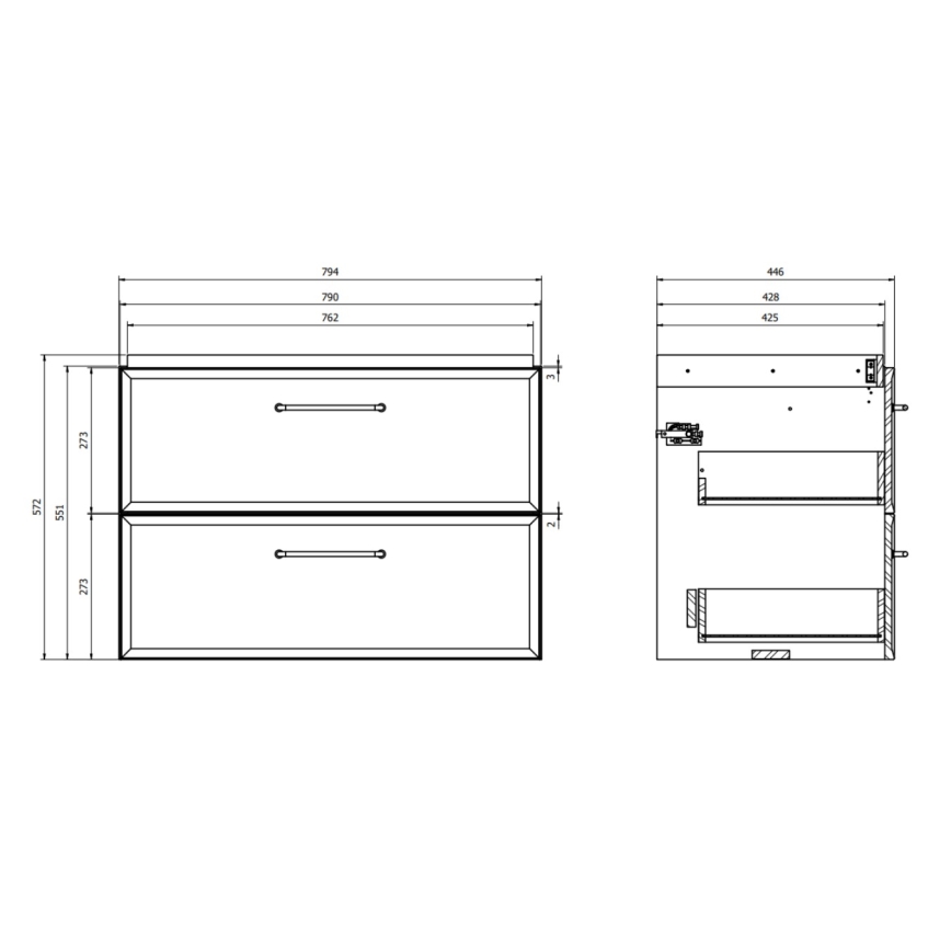 Cersanit S1017-004 - Mueble de baño suspendido para lavabo MILLE 80x45 cm, color menta