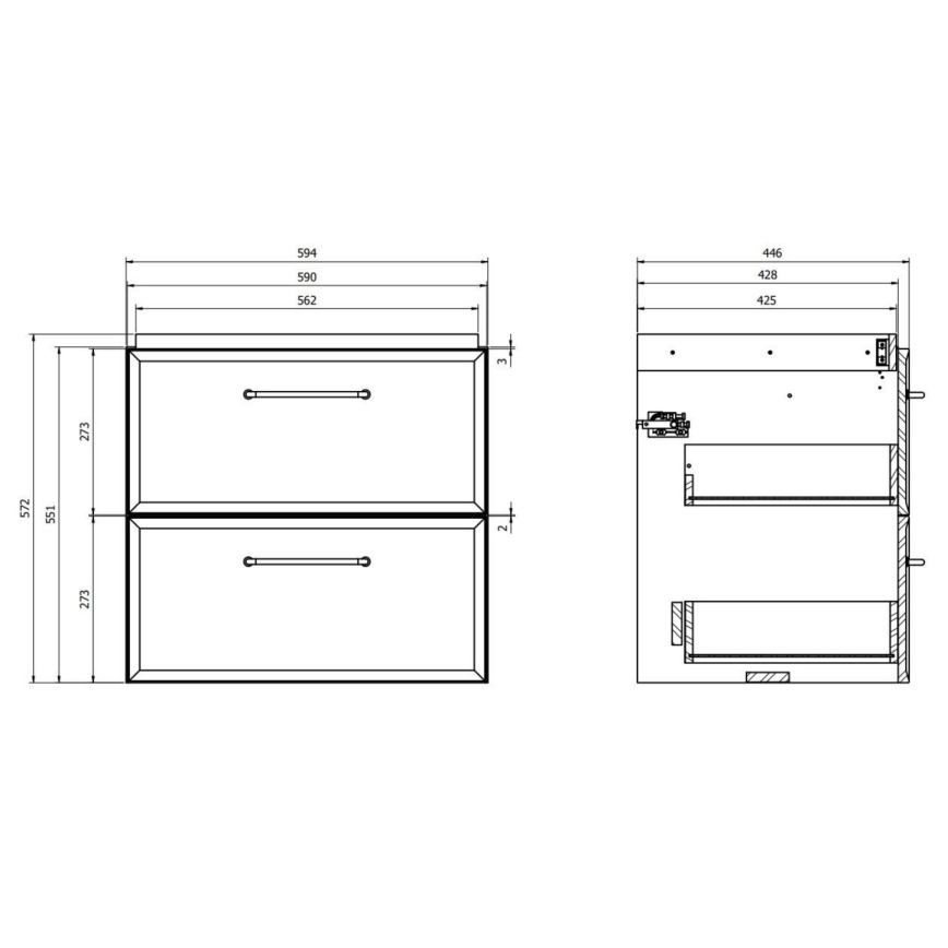 Cersanit S1021-002 - Mueble de baño suspendido bajo lavabo MILLE 60x45 cm negro