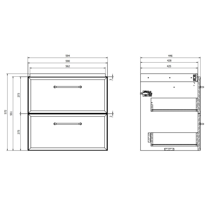 Cersanit S1021-003 - Mueble de baño suspendido bajo lavabo MILLE 60x45 cm color menta