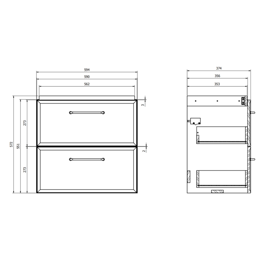 Cersanit S1021-009 - Mueble de baño suspendido bajo lavabo MILLE SLIM 60x38 cm color menta