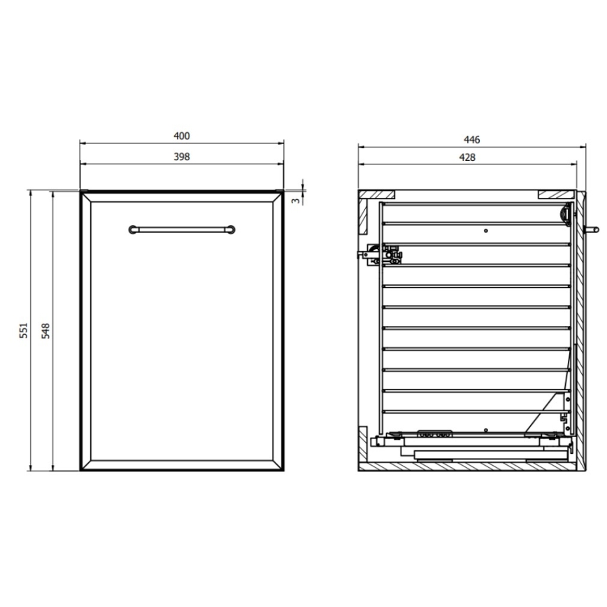 Cersanit S1022-010 - Armario de baño suspendido con cesta para la ropa MILLE 40x45 cm color menta