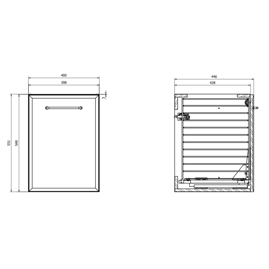 Cersanit S1022-012 - Mueble de baño suspendido con cesta para la ropa MILLE 40x45 cm negro