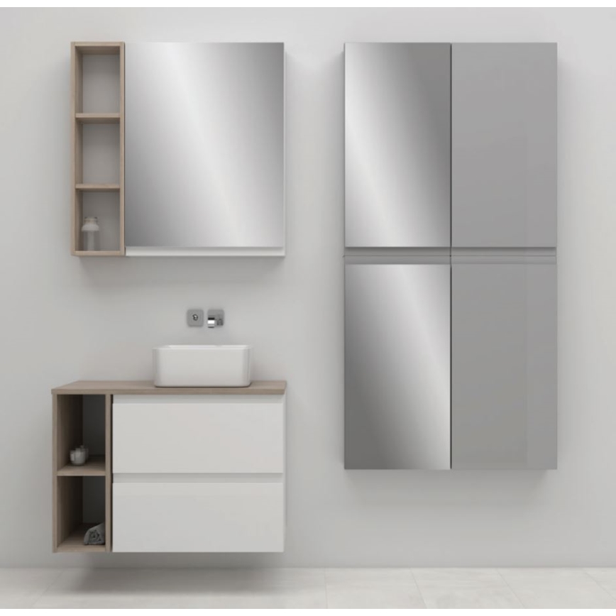 Cersanit S590-030 - Armario de baño con espejo MEDDIE 80x40 cm